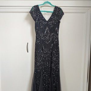 GUC Beaded Evening Gown - Dark Purplish-Grey - Bridesmaid, Mother of the Bride